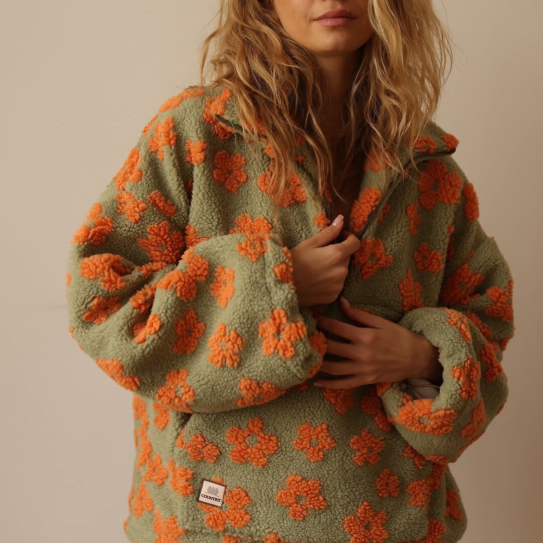 Daisy Sherpa Sweater | Women’s Oversized Pullover, Soft Fleece, Bohemian Style 3