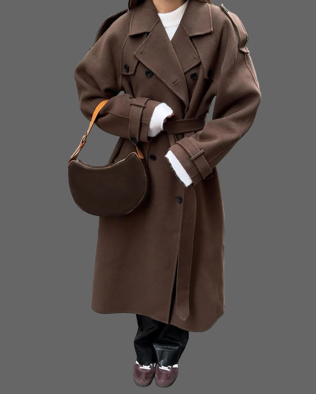 Gina Trench Coat | Women’s Wool Blend Outerwear, Double Breasted Design, Timeless Elegance 0