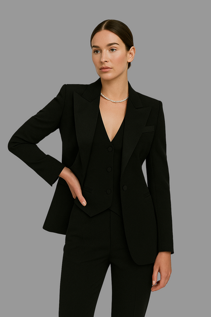 Liv Three-Piece Suit Set | Women’s Suit, Structured Blazer, Chic Vest, Slim-Fit Trousers 0