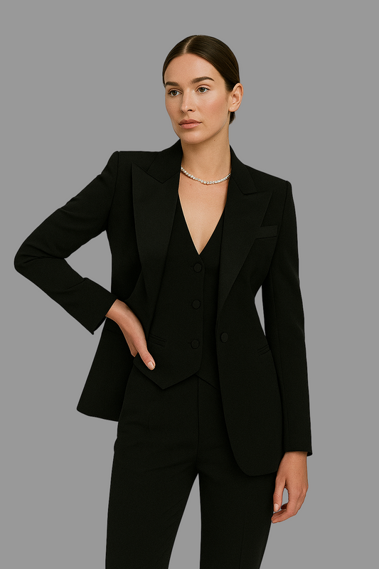 Liv Three-Piece Suit Set | Women’s Suit, Structured Blazer, Chic Vest, Slim-Fit Trousers 0