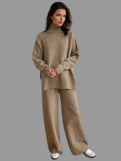 Soft Knitted Loungewear Set | Women’s Lounge Set, Slouchy Turtleneck, Comfortable Fit 0