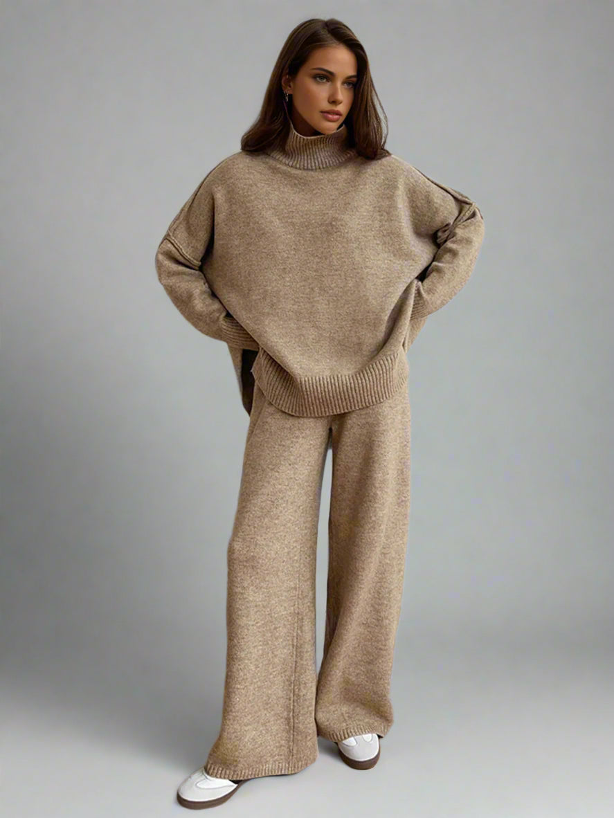 Soft Knitted Loungewear Set | Women’s Lounge Set, Slouchy Turtleneck, Comfortable Fit 2