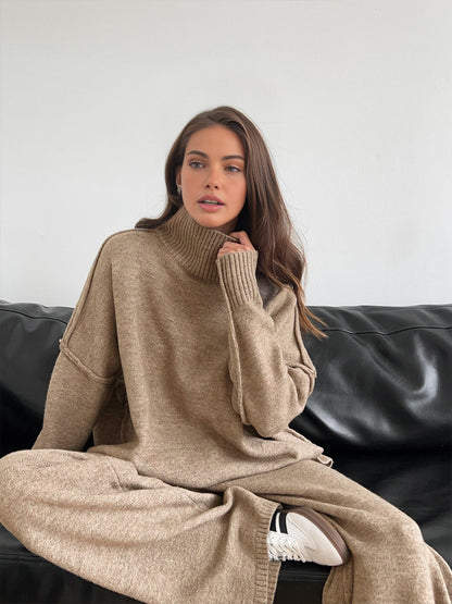 Soft Knitted Loungewear Set | Women’s Lounge Set, Slouchy Turtleneck, Comfortable Fit 4
