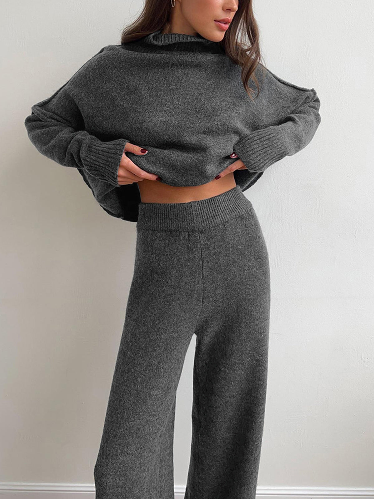 Soft Knitted Loungewear Set | Women’s Lounge Set, Slouchy Turtleneck, Comfortable Fit 6