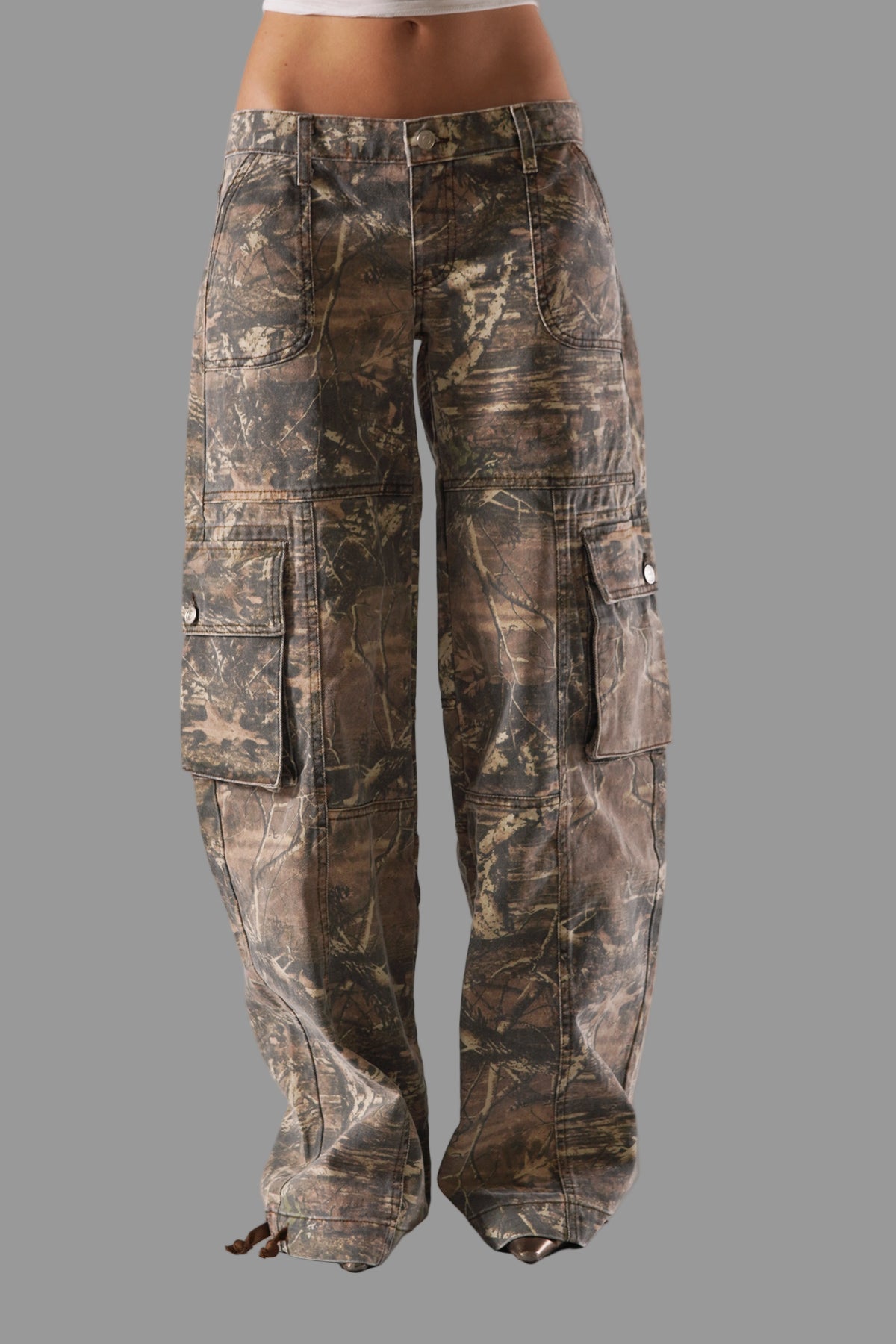 Valina Camo Cargo Pants | Women’s Wide Leg Trousers, Breathable Fabric, Trendy Camouflage Design 1