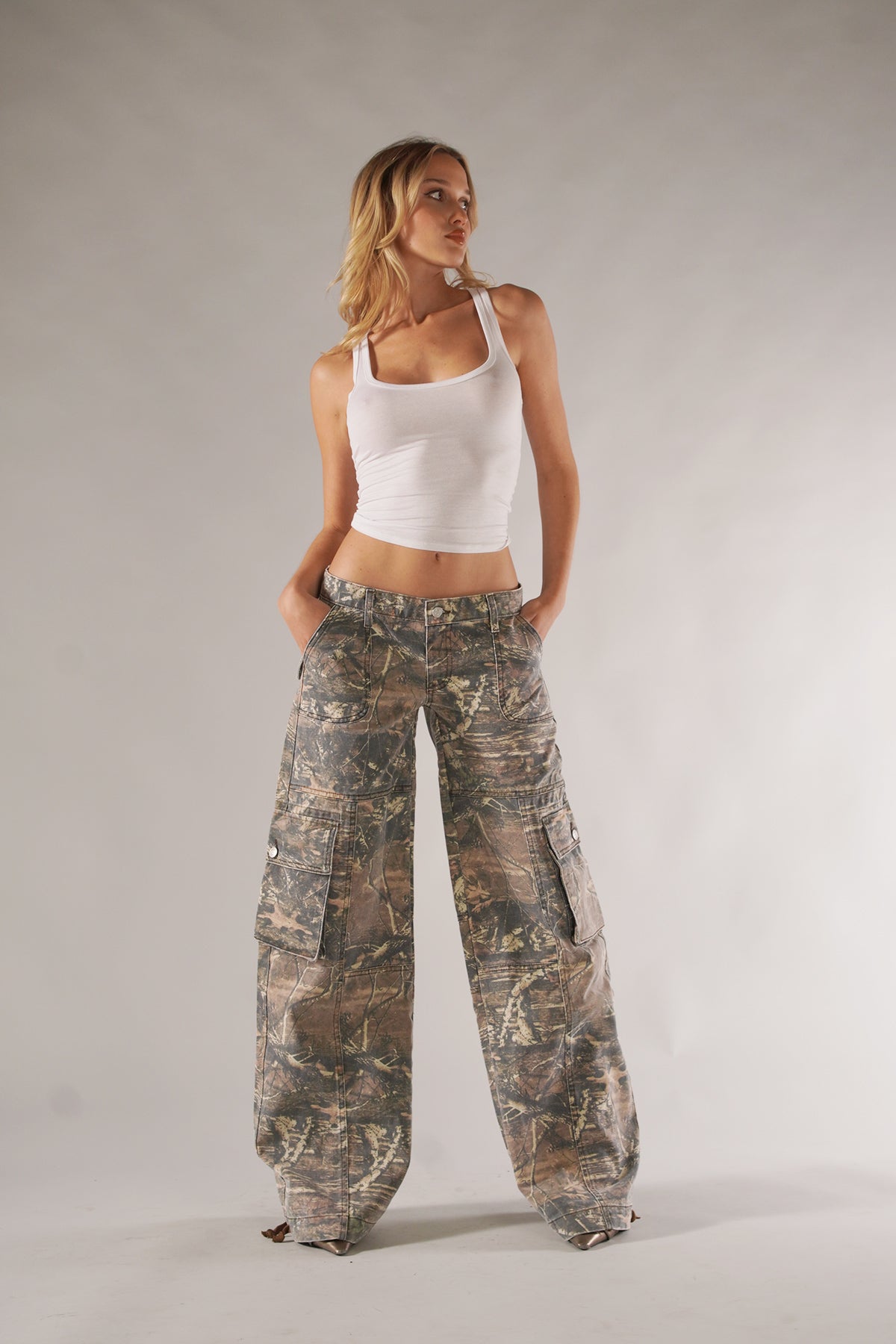 Valina Camo Cargo Pants | Women’s Wide Leg Trousers, Breathable Fabric, Trendy Camouflage Design 4